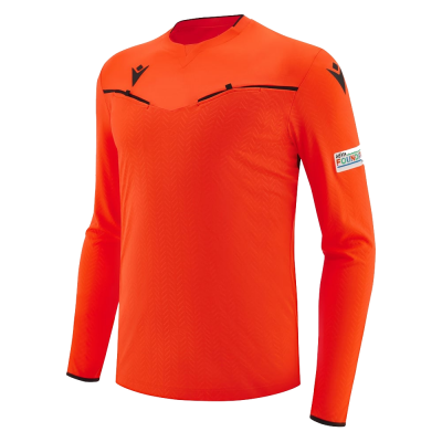 Camiseta de árbitro UEFA roja neon 2023-25